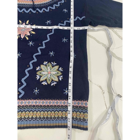 Maggie Lawrence Women's Blue Pastels Embroidered Long Sleeve Hooded Hoodie Large - Picture 10 of 13